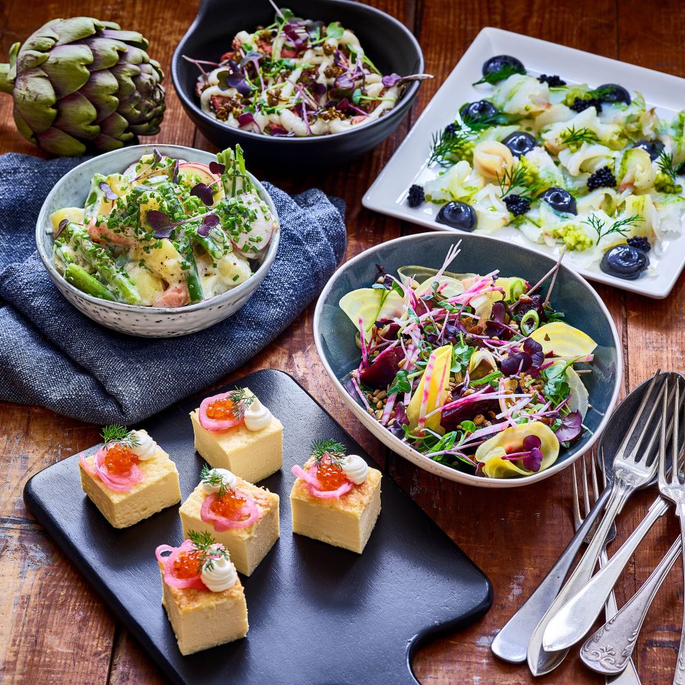 Detaljbild på en cateringbuffé i Stockholm